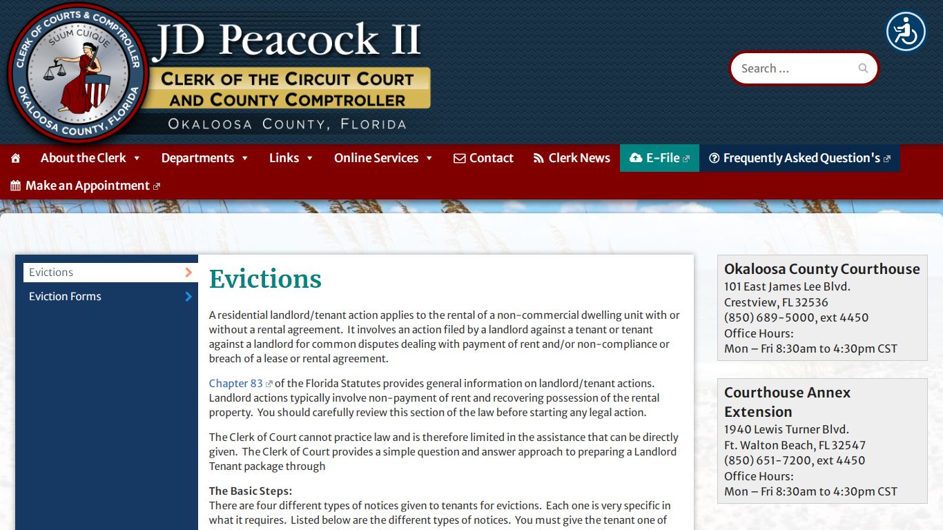 Evictions – Okaloosa Clerk of the Circuit Court & County Comptroller